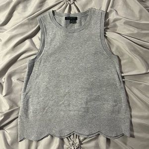 Banana Republic Grey Knit Pattern Trimmed Crew Swoop Neck Sweater Vest